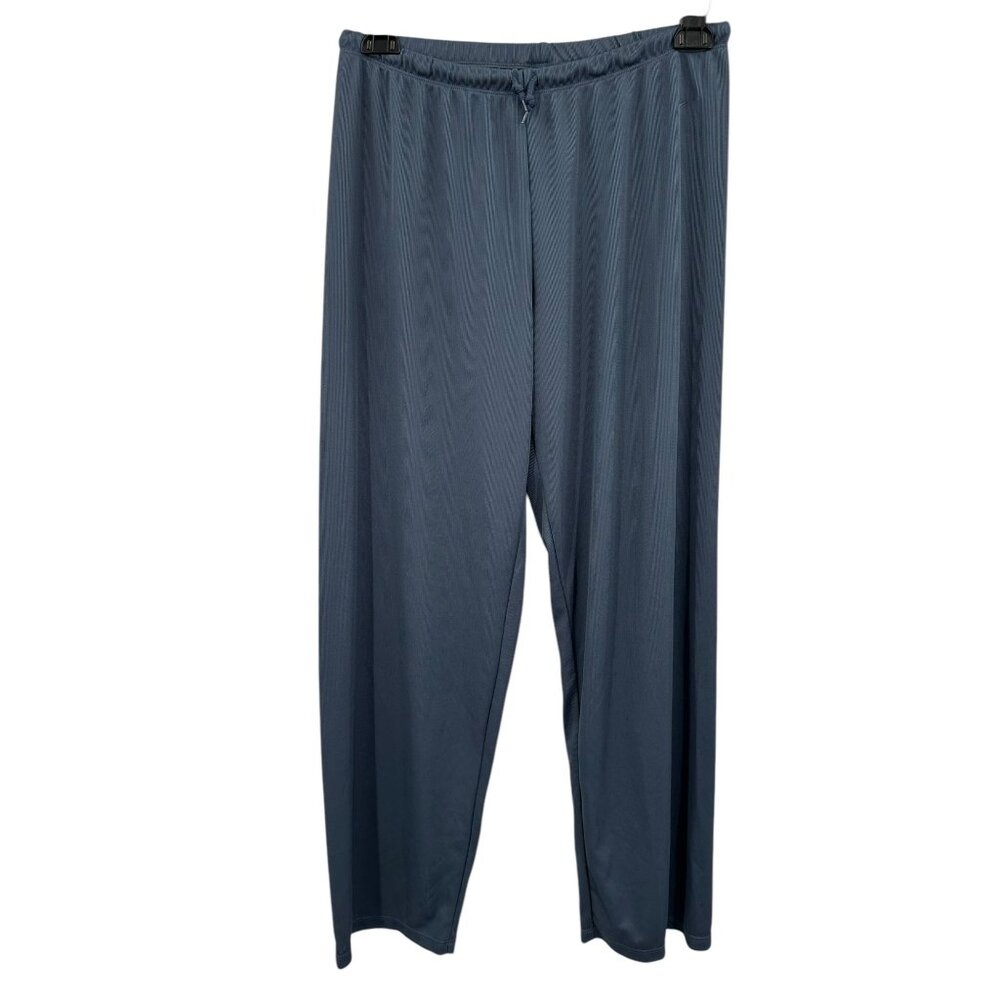 Nike Women's Dri-Fit Pants Large Blue Waffle Knit Drawstring Lounge Active